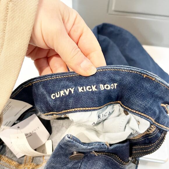 American Eagle Curvy Kick Boot Cut Jeans Blue 00 - Picture 6 of 6